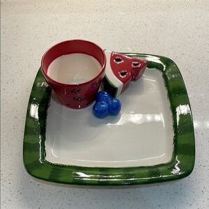 Watermelon-Themed Ceramic tray. Cali pottery